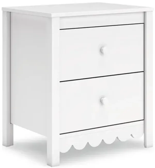 Kally Nightstand, 2 Drawers, Modern Matte White Wood Finish, 24 Inch - Benzara