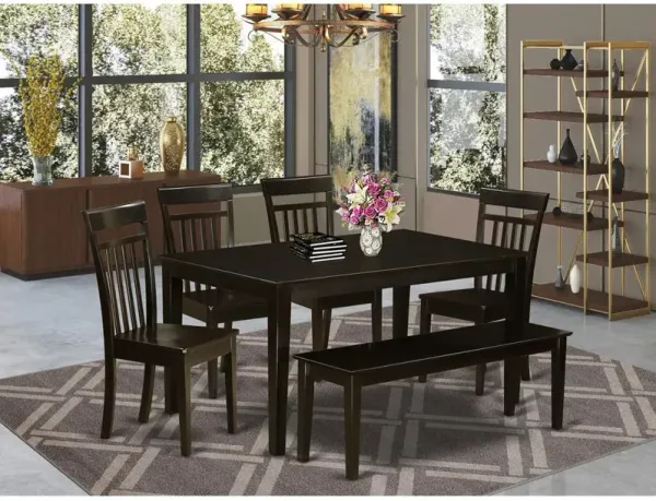 6 PC Kitchen Table with bench set-Kitchen Table and 4 Chairs for Kitchen and 1 Bench