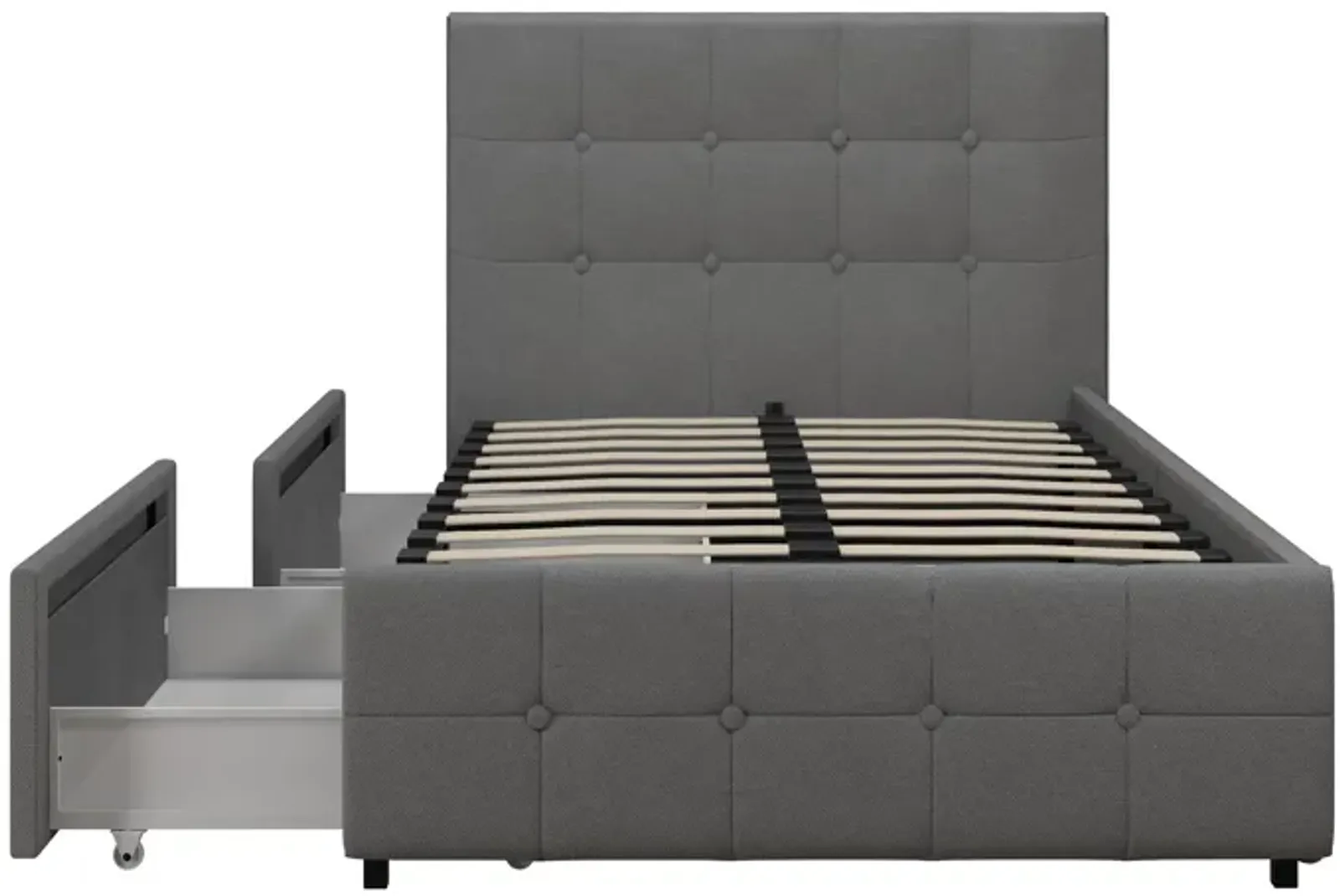 Ryder Gray Linen Upholstered Bed with Storage