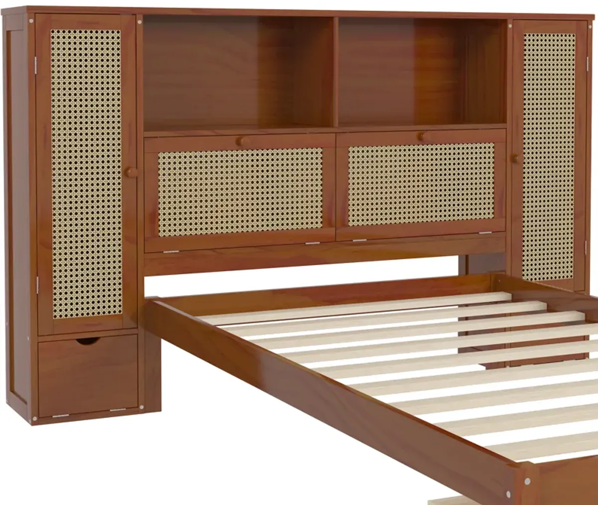 Merax Wooden Platform Bed with Storage Headboard