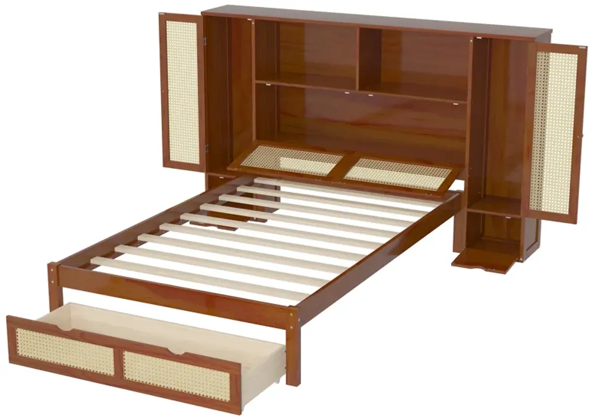 Merax Wooden Platform Bed with Storage Headboard