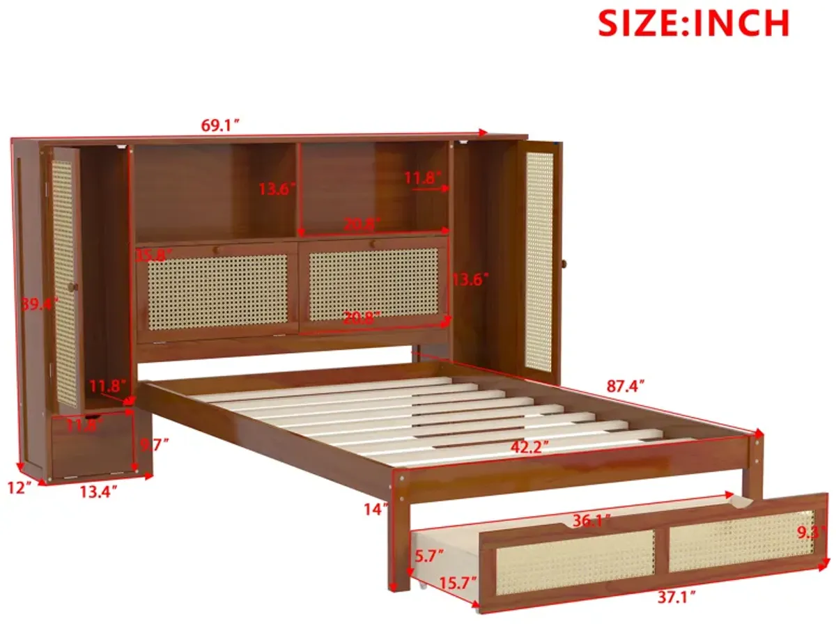 Merax Wooden Platform Bed with Storage Headboard