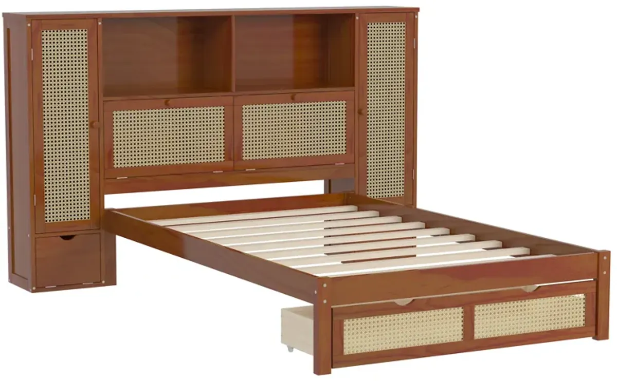 Merax Wooden Platform Bed with Storage Headboard