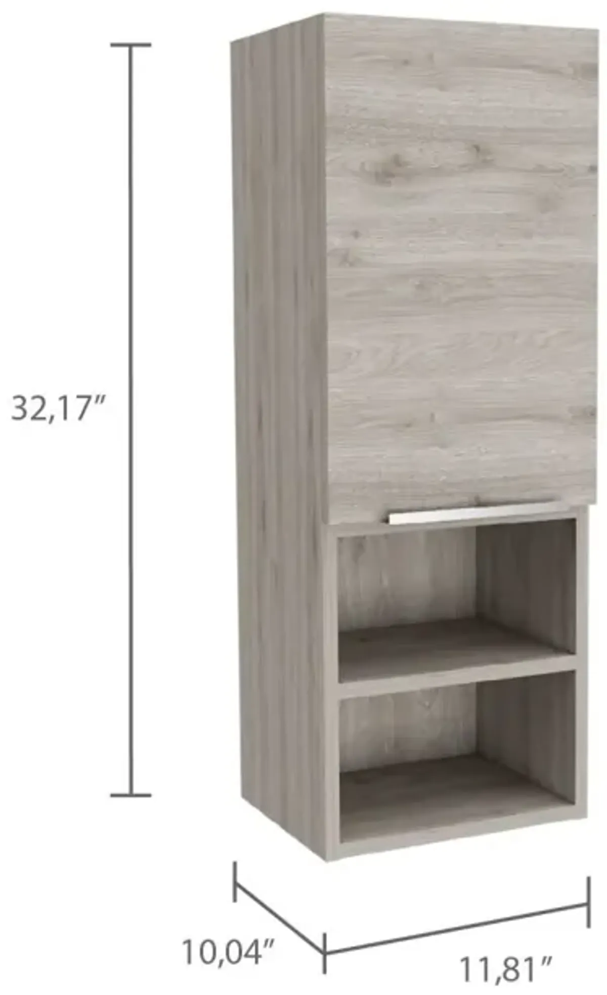 Mila Bathroom Cabinet, Two Interior Shelves, Two External Shelves, Single Door Cabinet - Light Gray