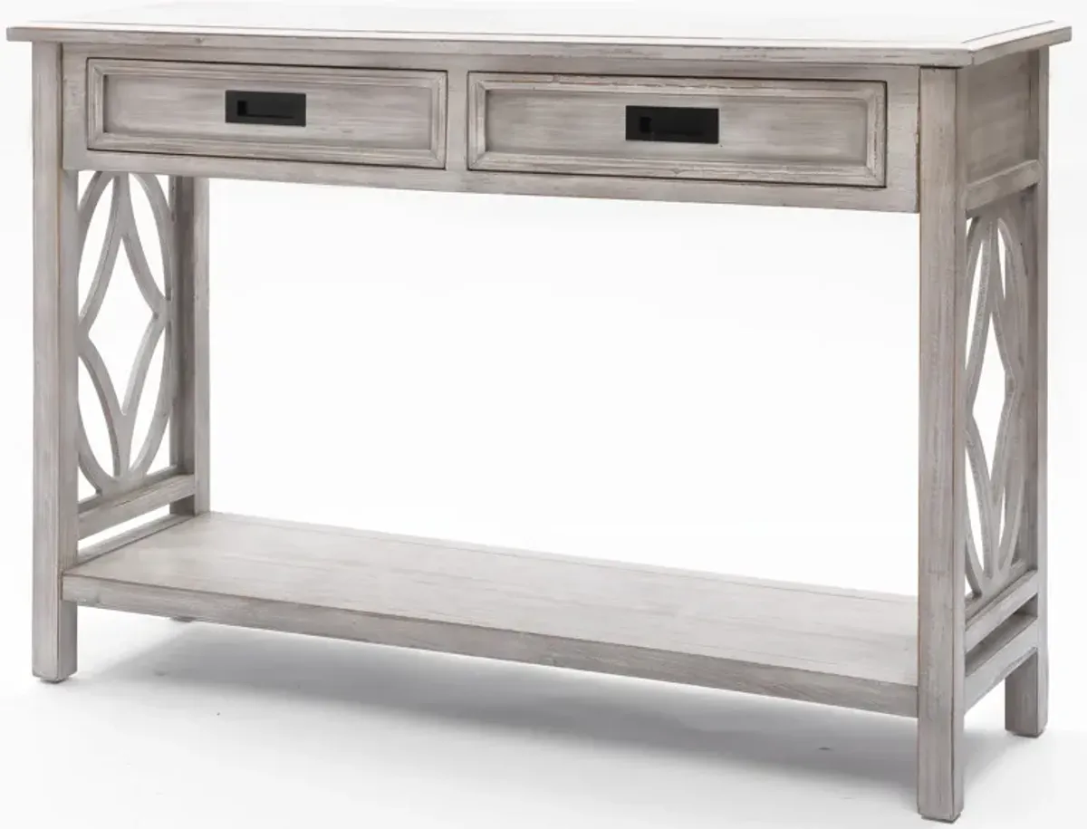 LuxenHome Gray Wood 2-Drawer 1-Shelf Console and Entry Table