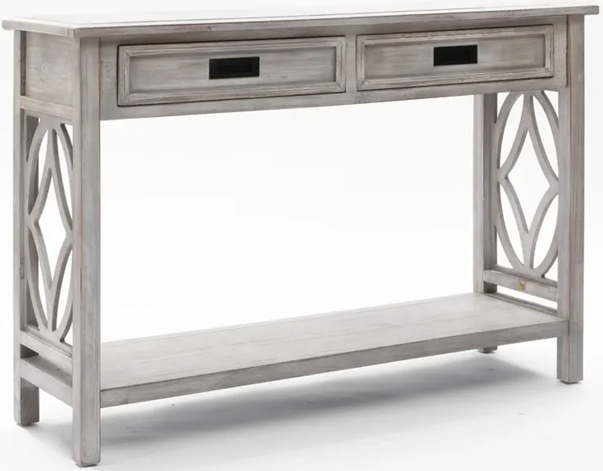 LuxenHome Gray Wood 2-Drawer 1-Shelf Console and Entry Table