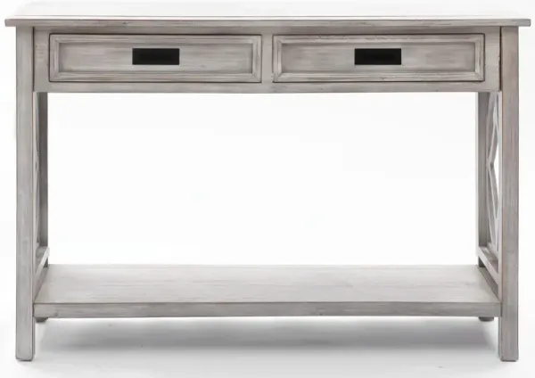 LuxenHome Gray Wood 2-Drawer 1-Shelf Console and Entry Table