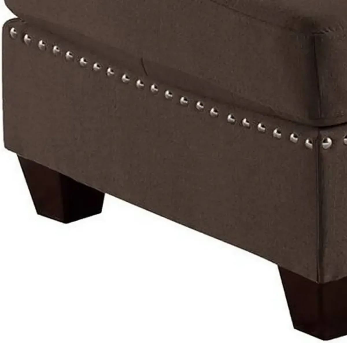 Pali 32 Inch Modern Square Ottoman, Foam Tufted Seat, Brown Linen Fabric-Benzara