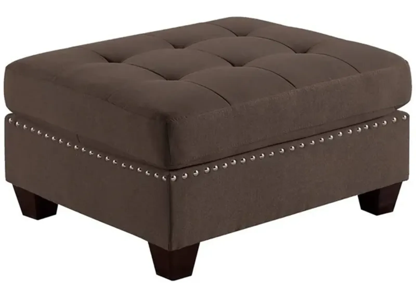 Pali 32 Inch Modern Square Ottoman, Foam Tufted Seat, Brown Linen Fabric-Benzara