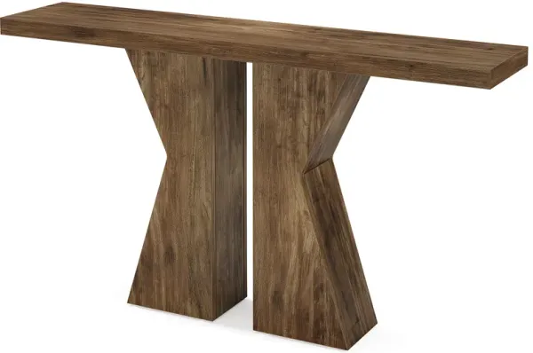 Farmhouse Entryway Table, 55.12 Inch Console Table Behind Sofa Table, Wood Sofa Table Narrow Hallway Table, Foyer Entry Table with K-Shaped Frame for Entrance Living Room, Storage and Organization