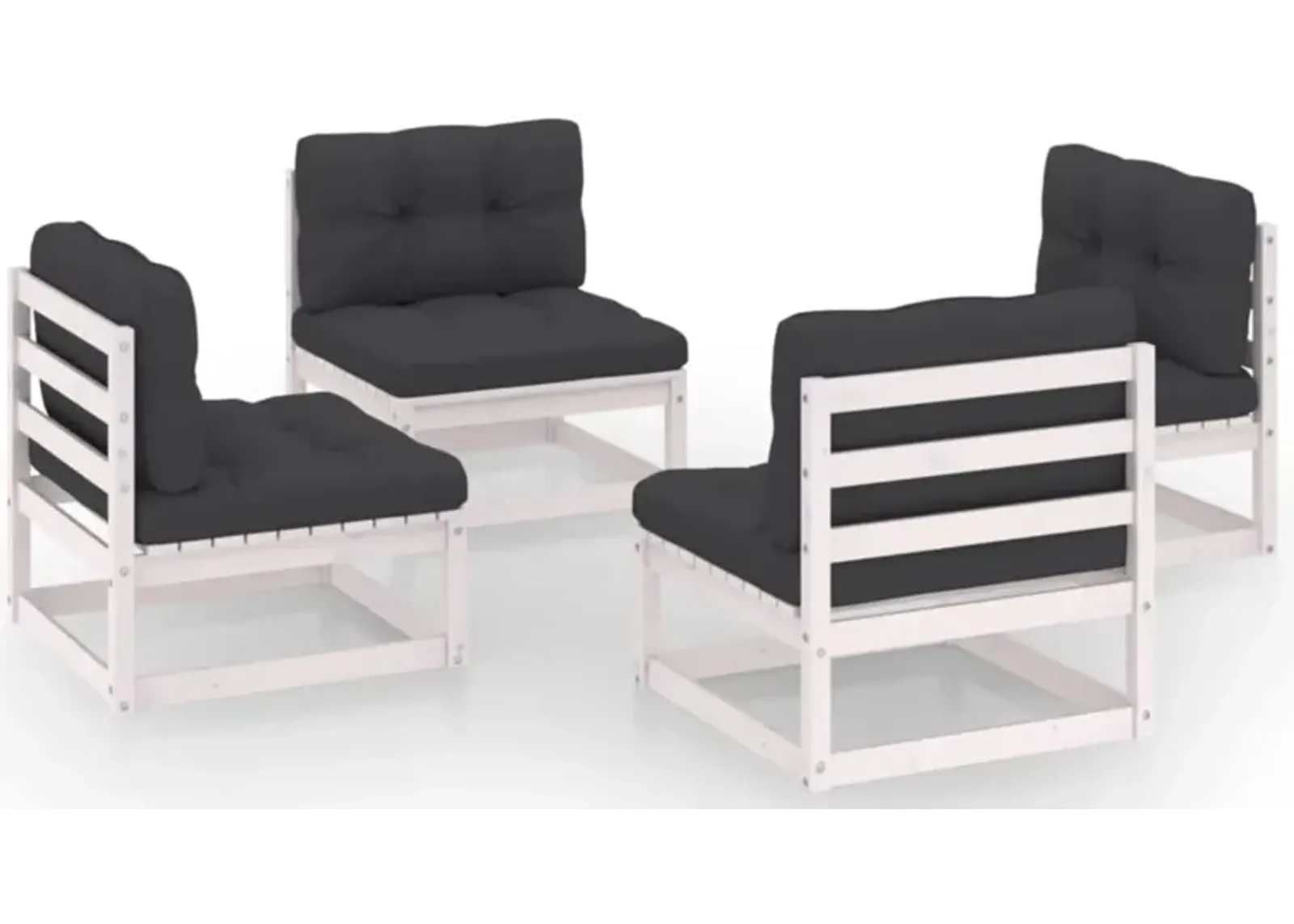 vidaXL 4 Piece Garden Lounge Set with Cushions Solid Pinewood