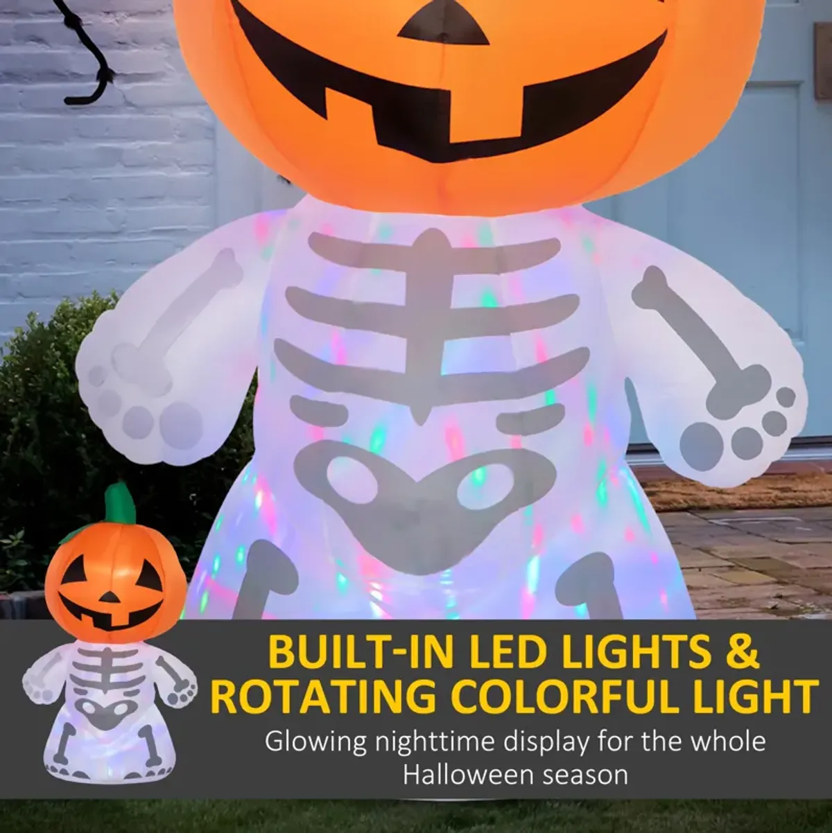 6ft Inflatable Halloween Pumpkin Man with Smile Blow-Up Outdoor Display w/ LEDs