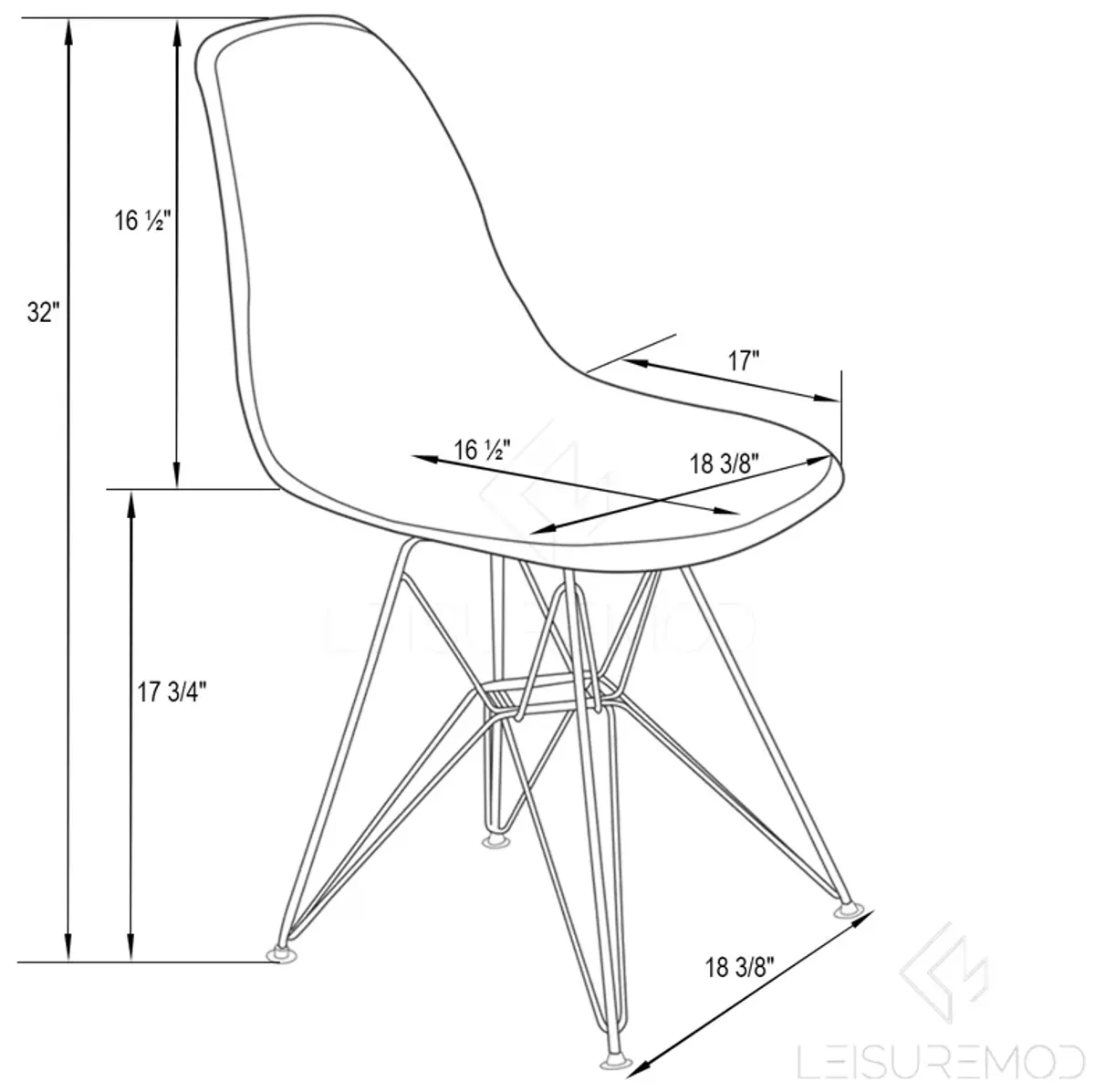 LeisureMod Cresco Molded 2-Tone Eiffel Base Dining Side Chair in White Purple