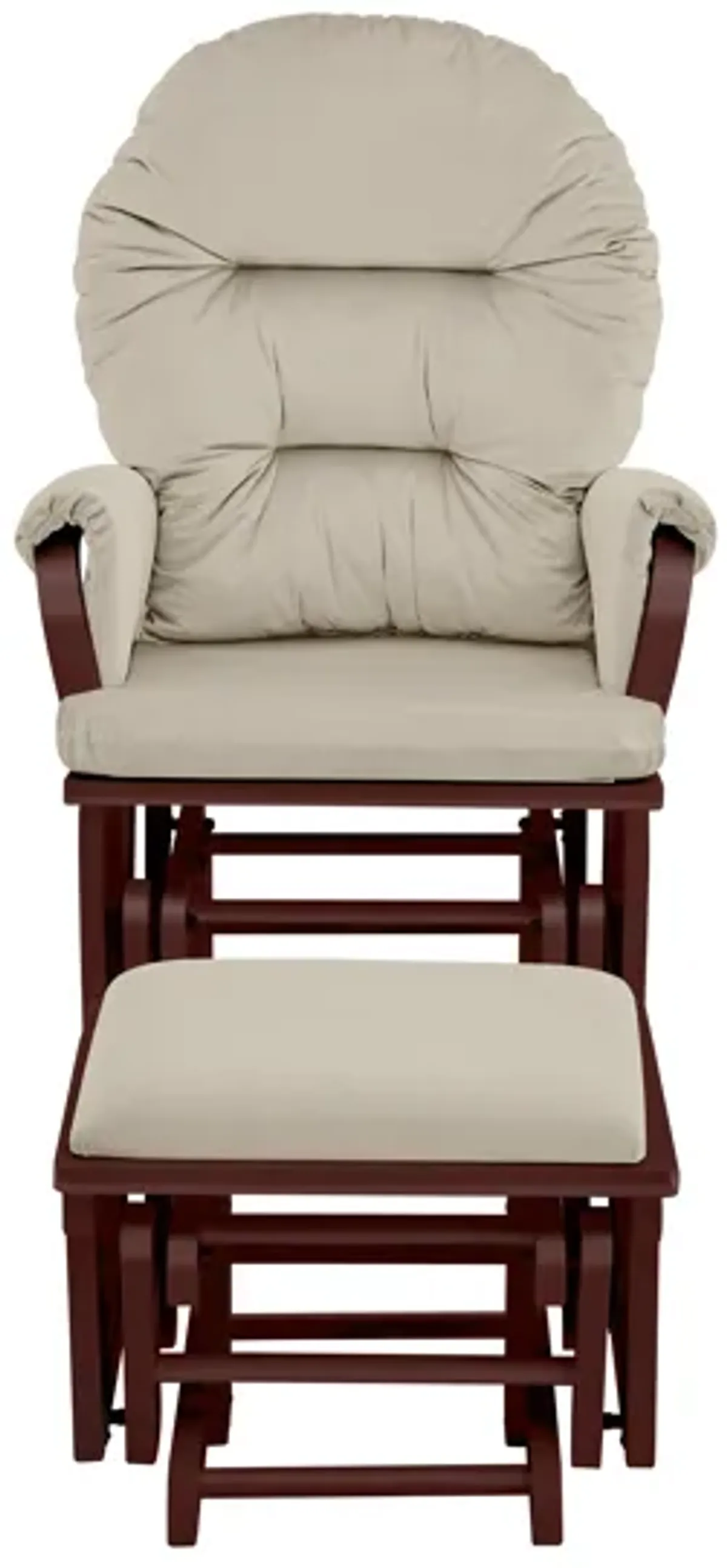 Madison Glider and Ottoman Espresso Wood and Beige Fabric