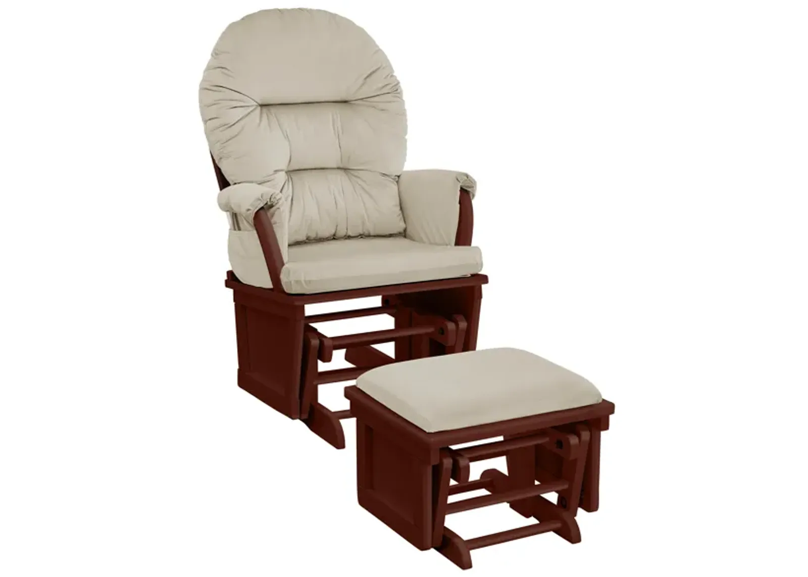 Madison Glider and Ottoman Espresso Wood and Beige Fabric