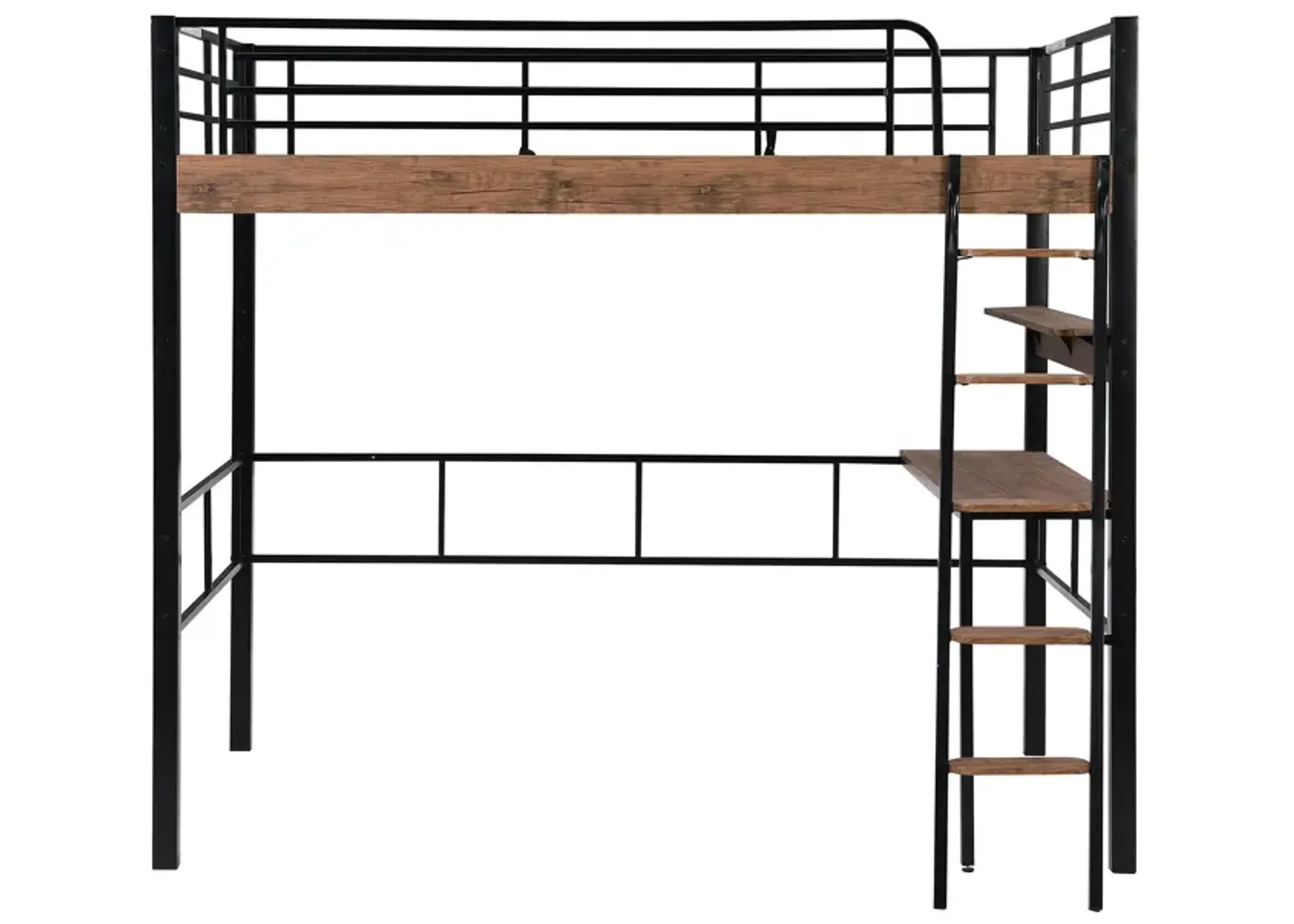 Merax Metal Frame Loft Bed with Desk  and Ladder