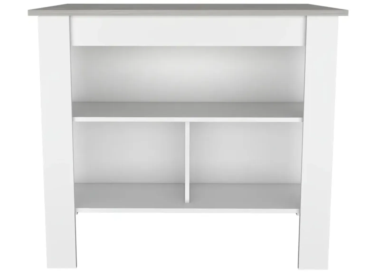 Cala Kitchen Island, Four Legs, Three Shelves - White Ibiza Marble