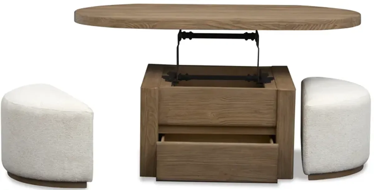 Hayden Cocktail Table with 2 Ottomans