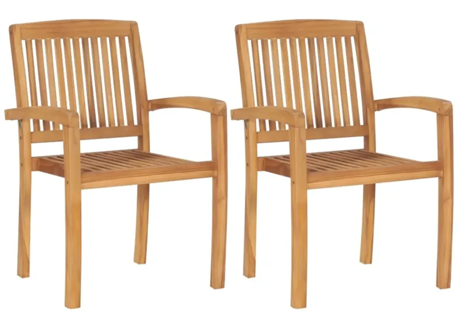 vidaXL Stacking Garden Dining Chairs 2 pcs Solid Teak Wood