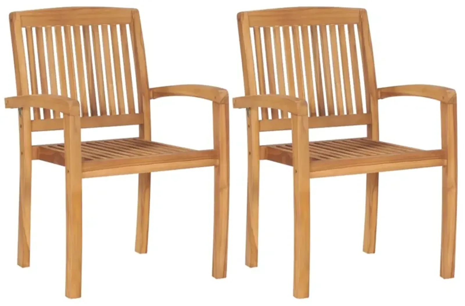 vidaXL Stacking Garden Dining Chairs 2 pcs Solid Teak Wood