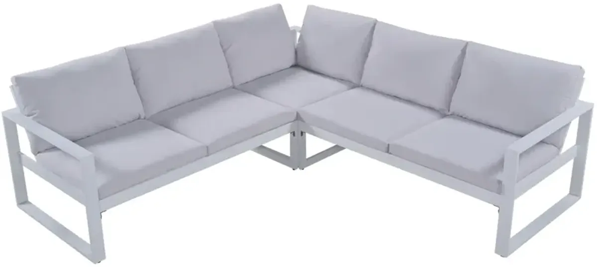 Industrial Style Outdoor Sofa Combination Set With 2 Love Sofa, 1 Single Sofa, 1 Table, 2 Bench