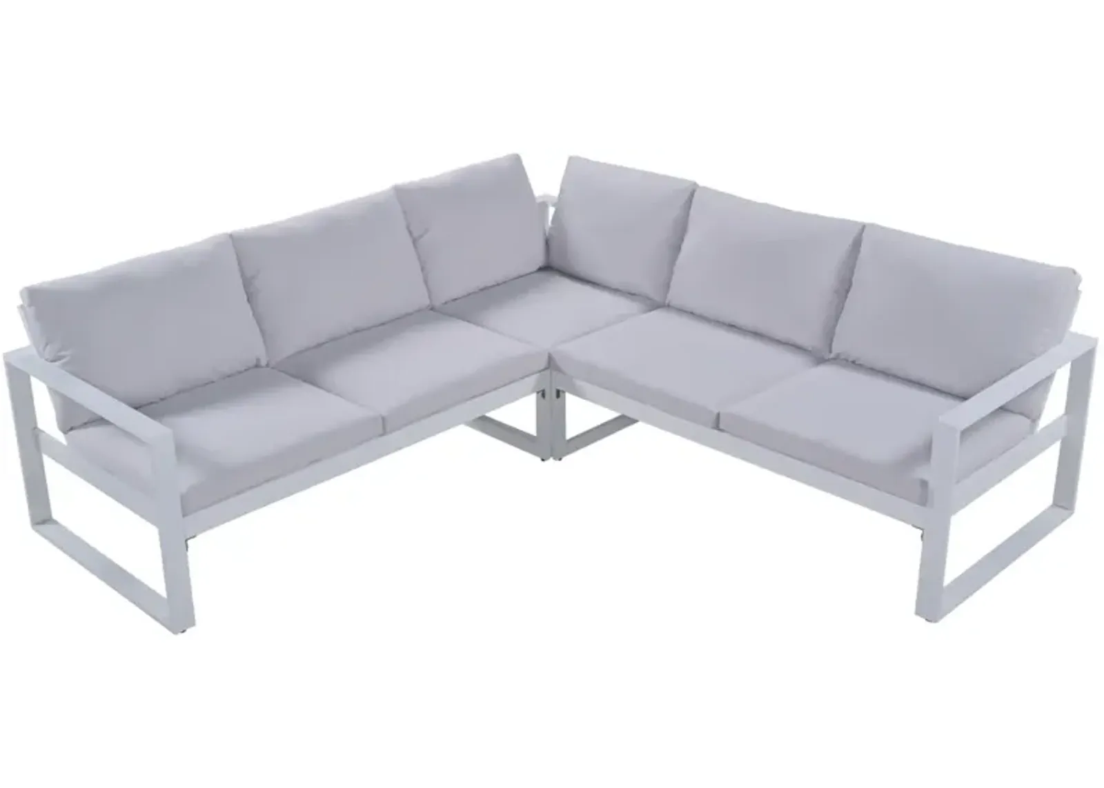 Industrial Style Outdoor Sofa Combination Set With 2 Love Sofa, 1 Single Sofa, 1 Table, 2 Bench