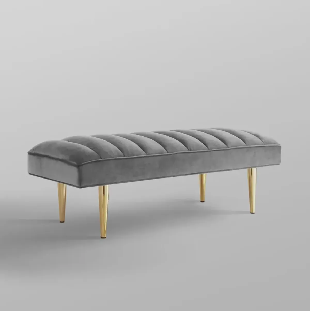 Nicole Miller Brentley Velvet Channel Tufted Bench