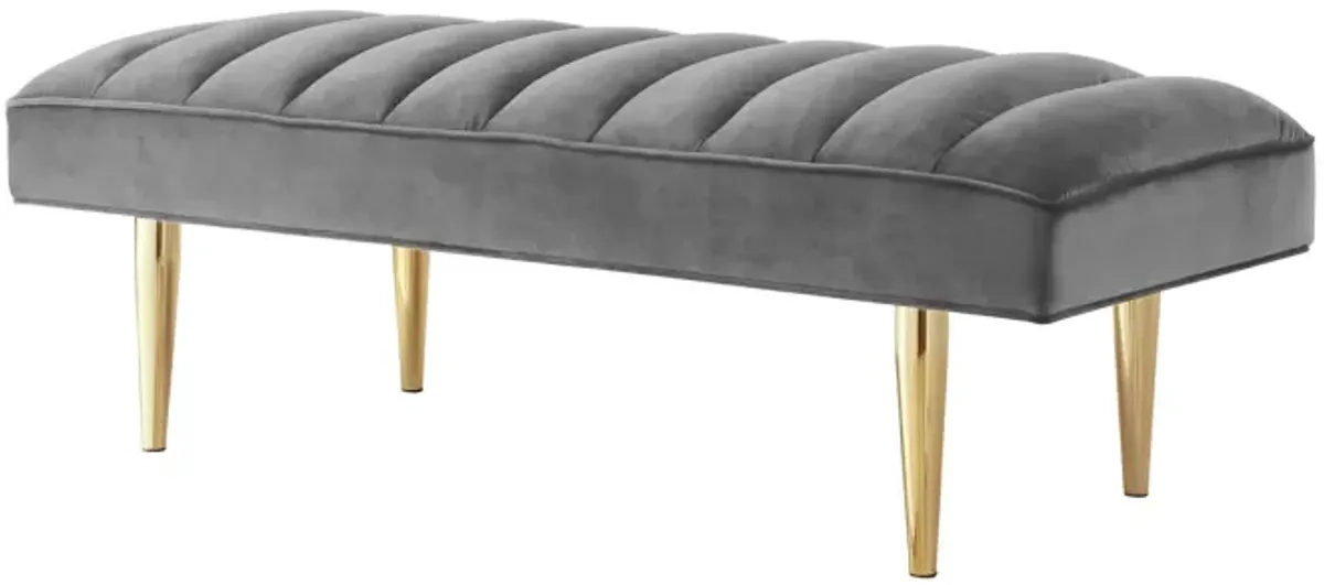 Nicole Miller Brentley Velvet Channel Tufted Bench