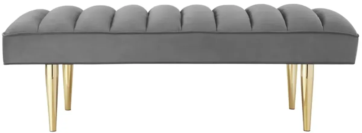 Nicole Miller Brentley Velvet Channel Tufted Bench