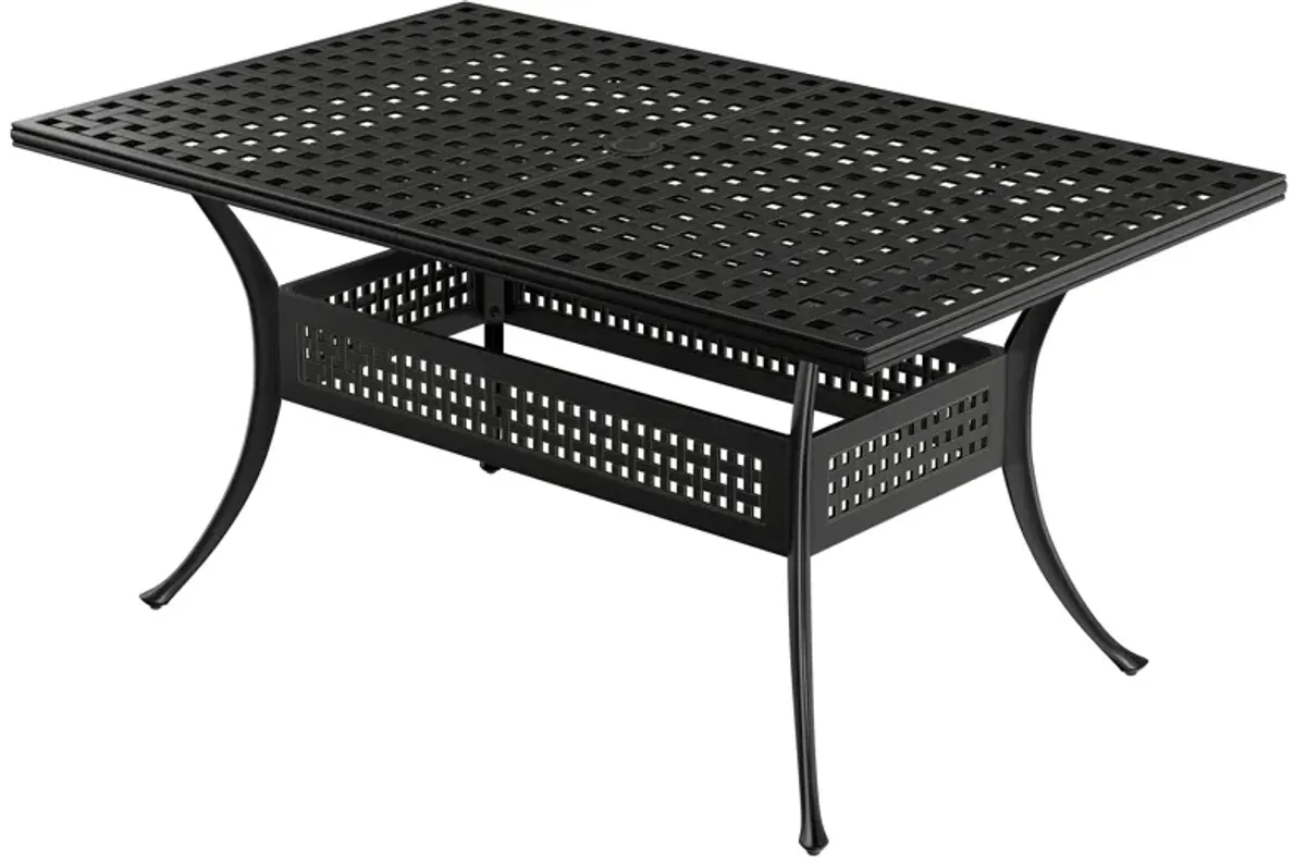 MONDAWE Extendable Rectangular Aluminum Outdoor Dining Table with Umbrella Hole, Black