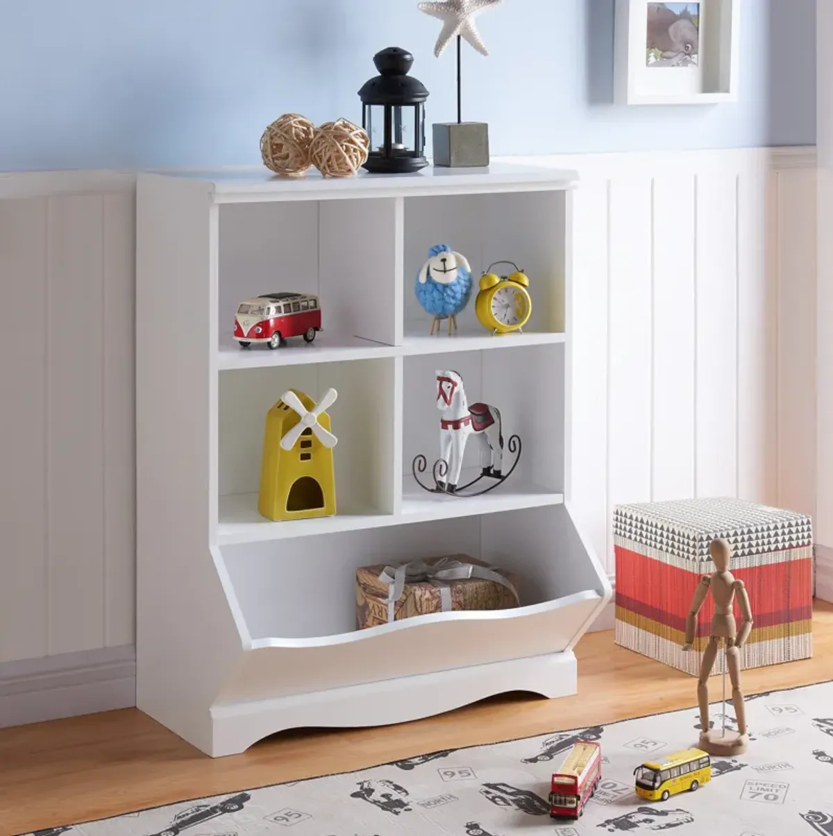 Five-Cubby Open Storage Cabinet