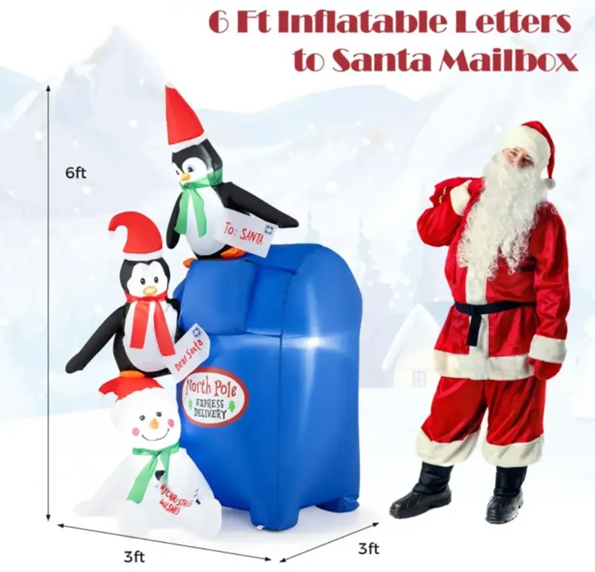 Hivvago 6 FT Lighted Christmas Inflatable Penguins and Snowman with Built-in LED Lights