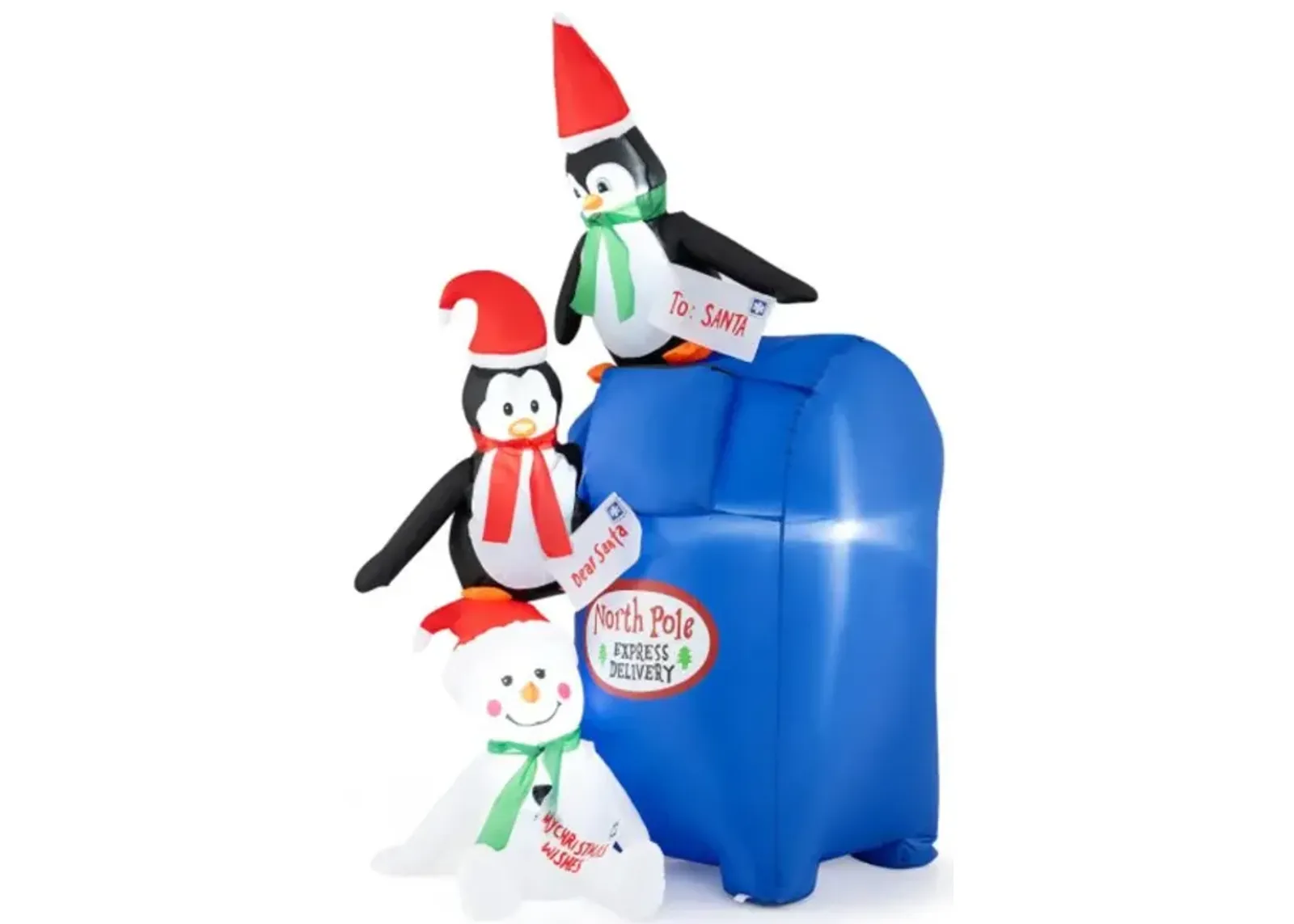 Hivvago 6 FT Lighted Christmas Inflatable Penguins and Snowman with Built-in LED Lights