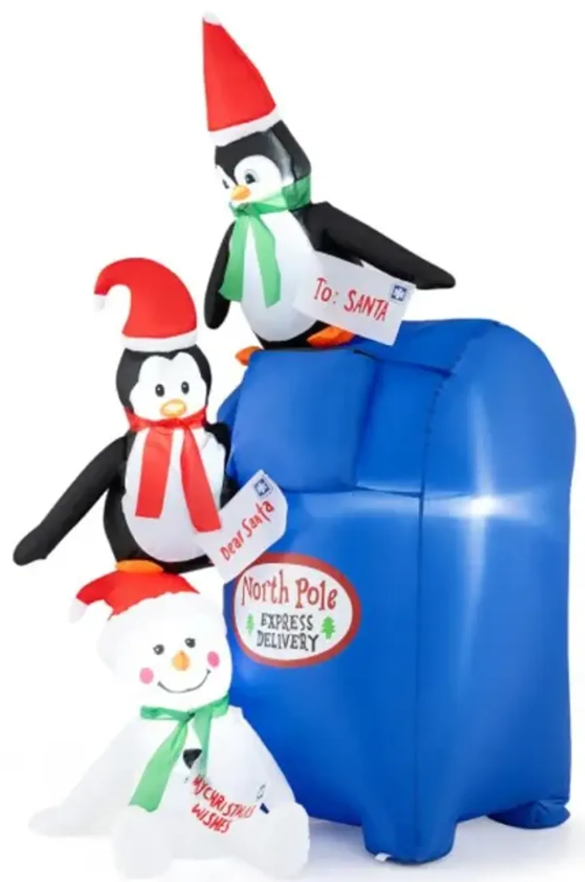 Hivvago 6 FT Lighted Christmas Inflatable Penguins and Snowman with Built-in LED Lights