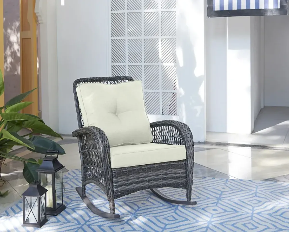 Fruttuo Cream Patio Rocking Chair