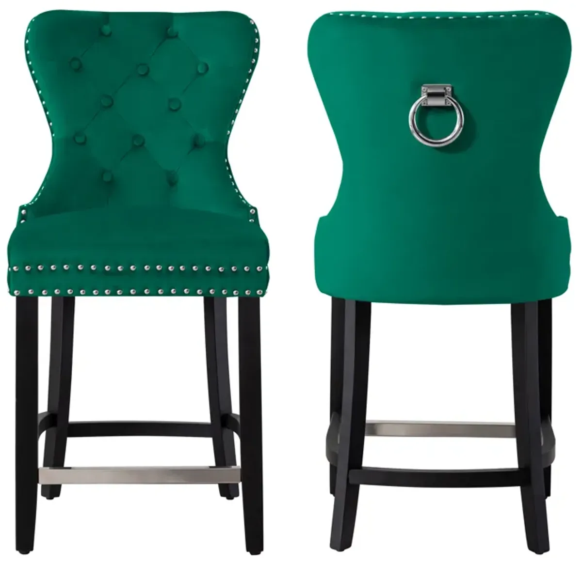 WestinTrends 24" Tufted Velvet Counter Stool (Set of 2)