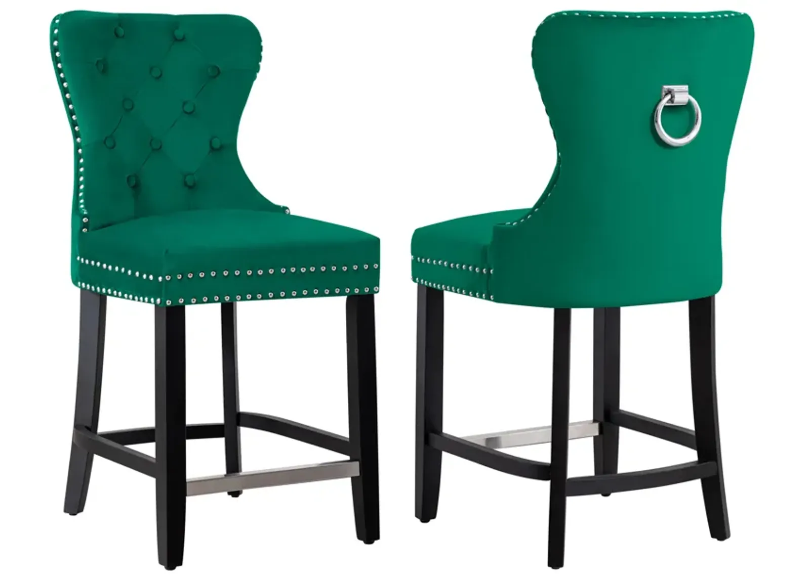 WestinTrends 24" Tufted Velvet Counter Stool (Set of 2)