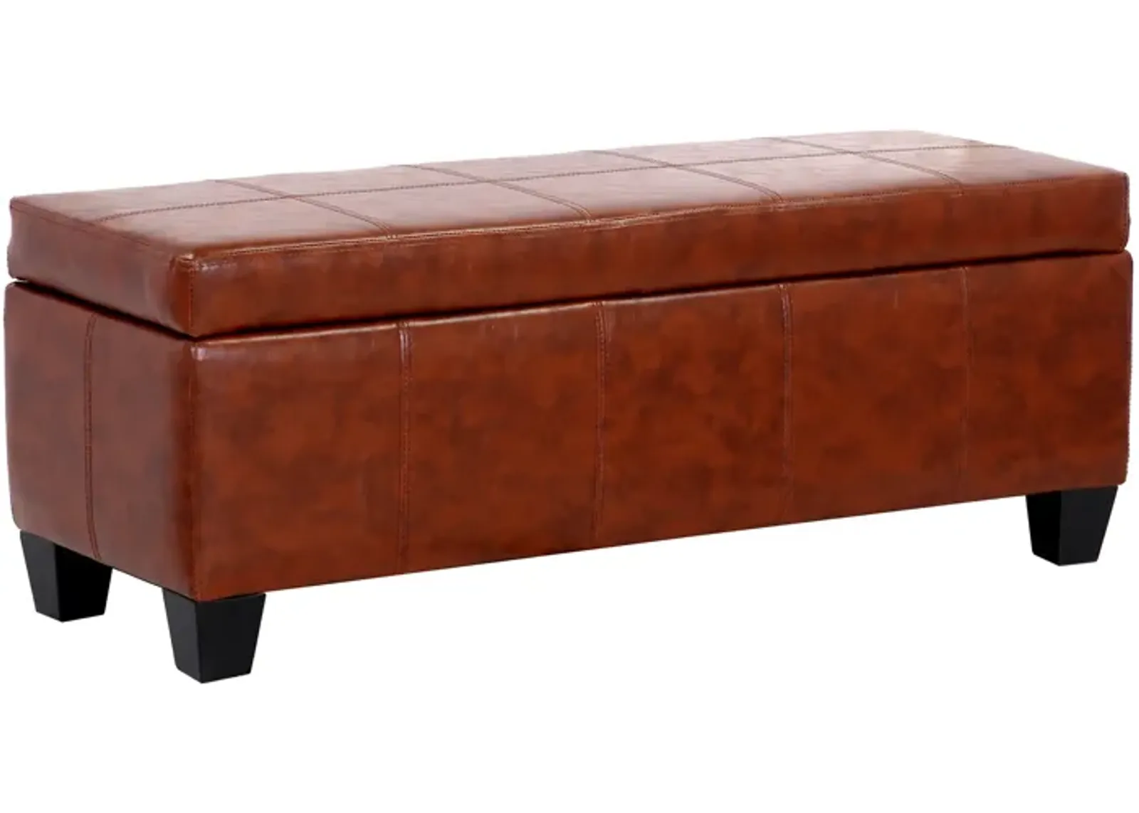 WestinTrends 42" Wide Faux Leather Rectangle Ottoman With Storage