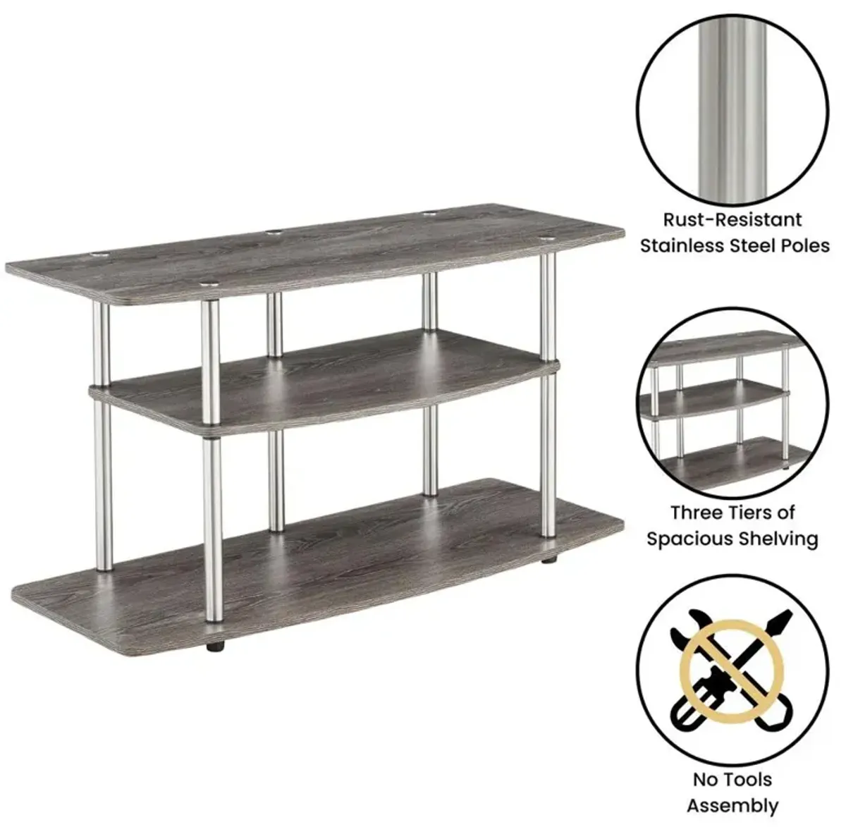 Convience Concept, Inc. No Tools 3 Tier Wide TV Stand for TVs up to 46 Inches