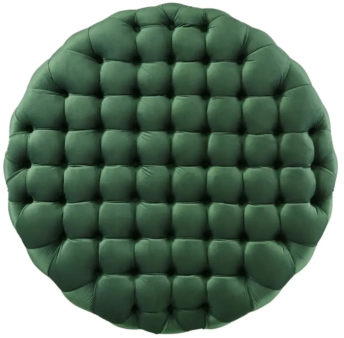 Amour Tufted Button Large Round Performance Velvet Ottoman