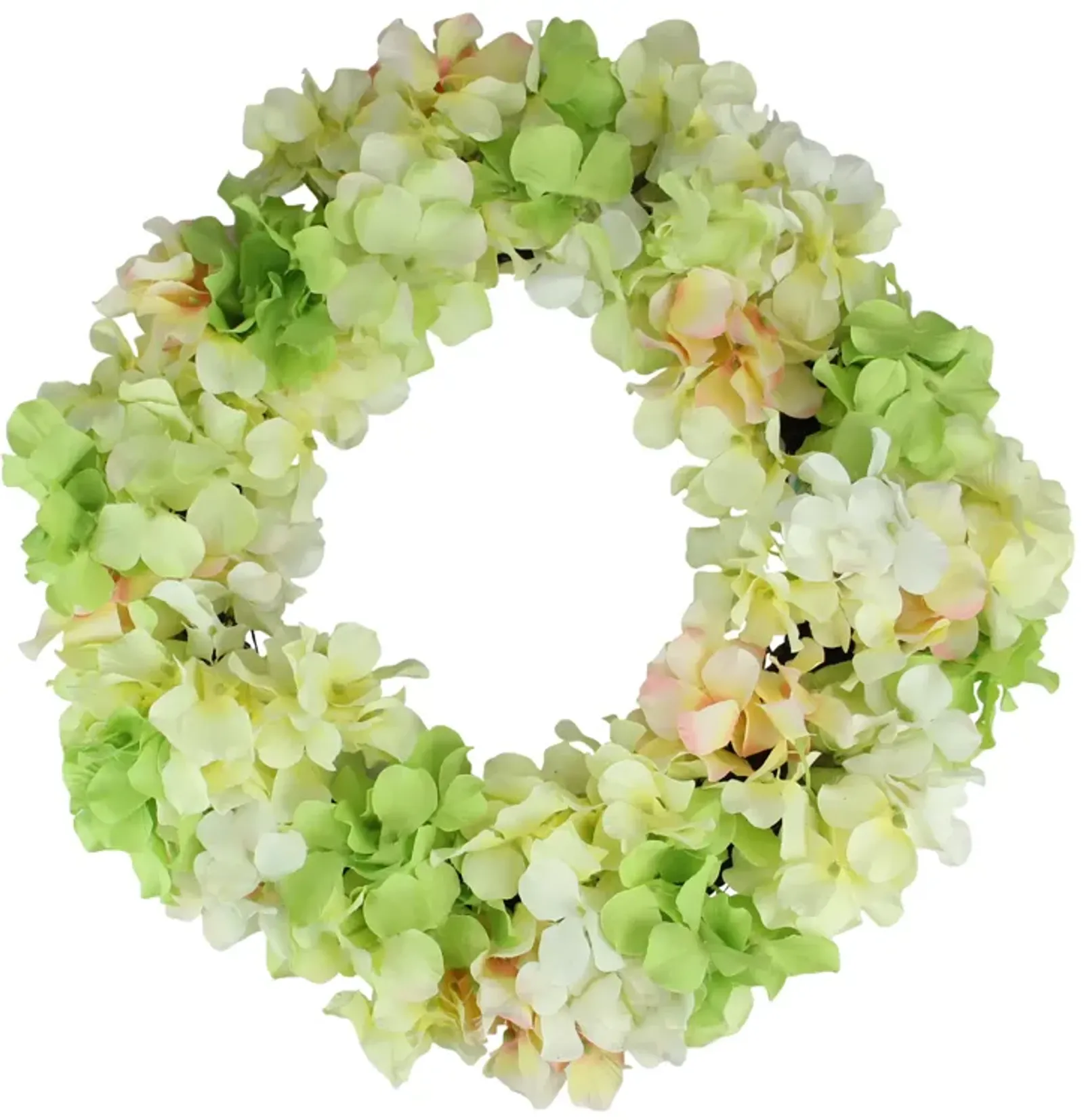 Hydrangea Twig Artificial Floral Wreath  Yellow 15-Inch