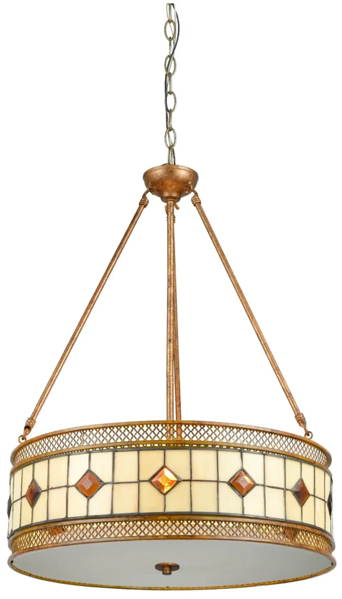 27" Rustic Bronze Decorative Minerals Tiffany Pendant