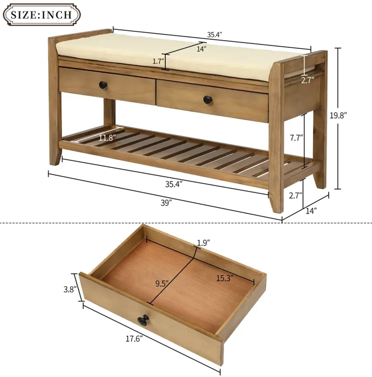 Merax Multipurpose Entryway Storage Bench