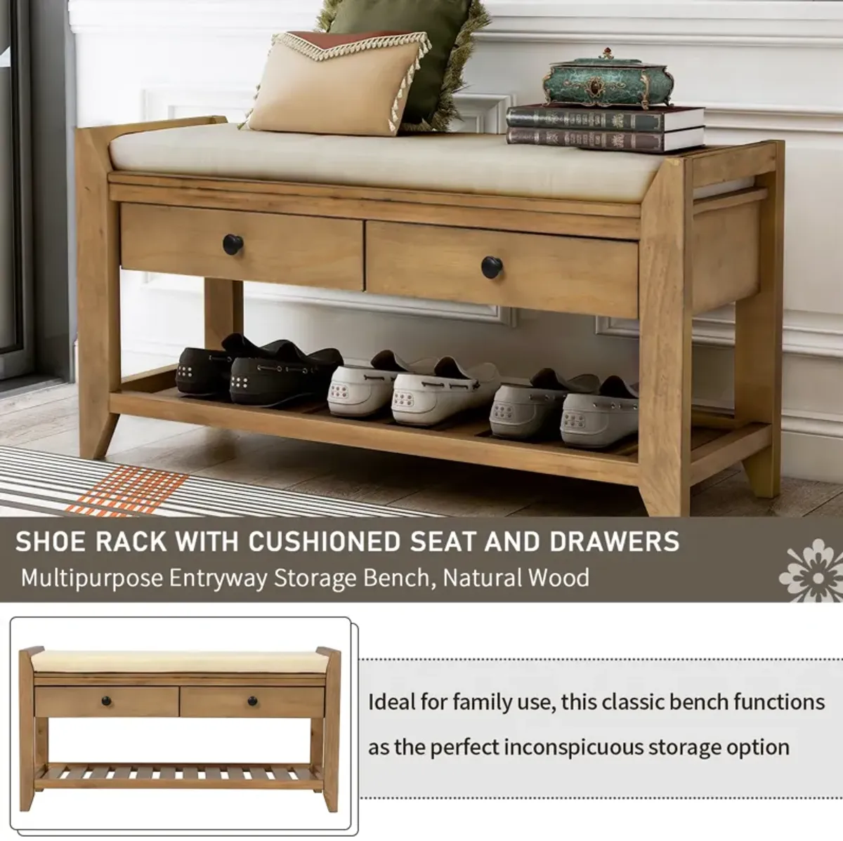 Merax Multipurpose Entryway Storage Bench