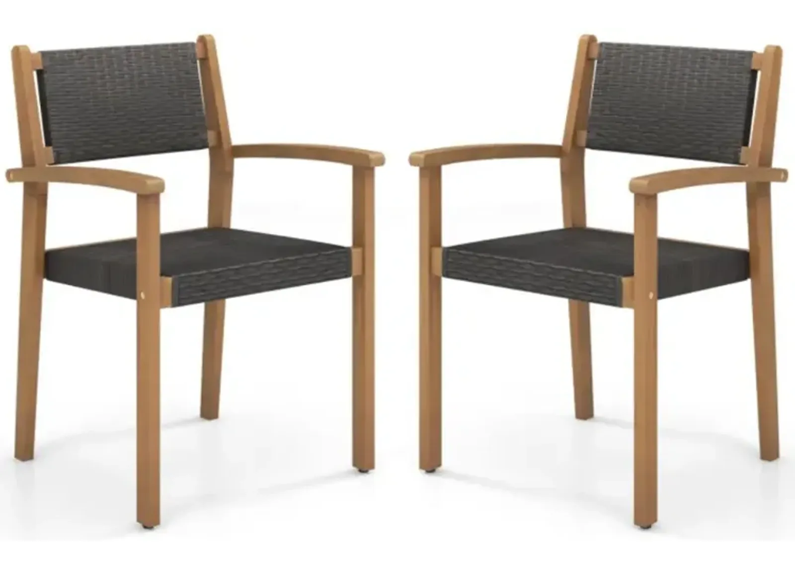 Hivvago Set of 2 Stackable Outdoor Wicker Dining Chair