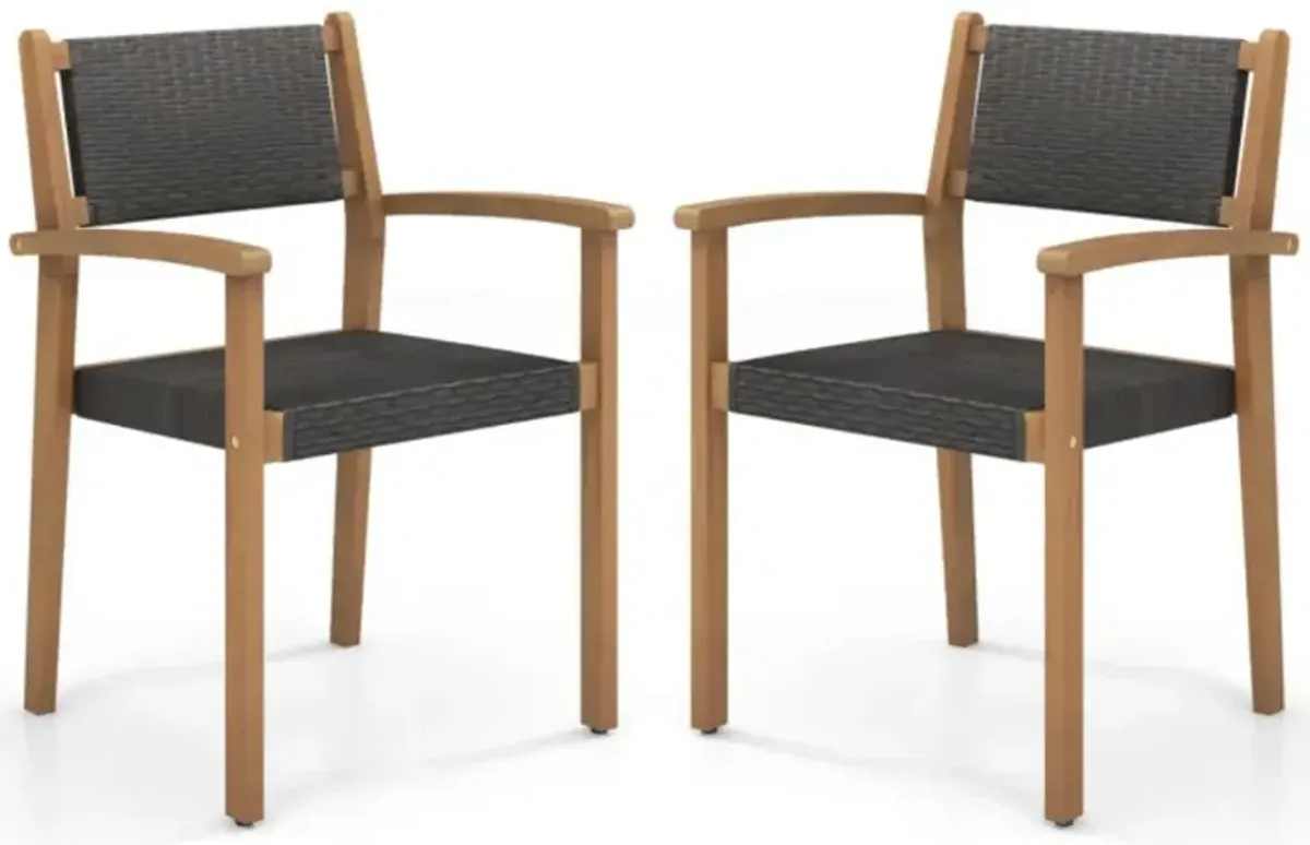 Hivvago Set of 2 Stackable Outdoor Wicker Dining Chair