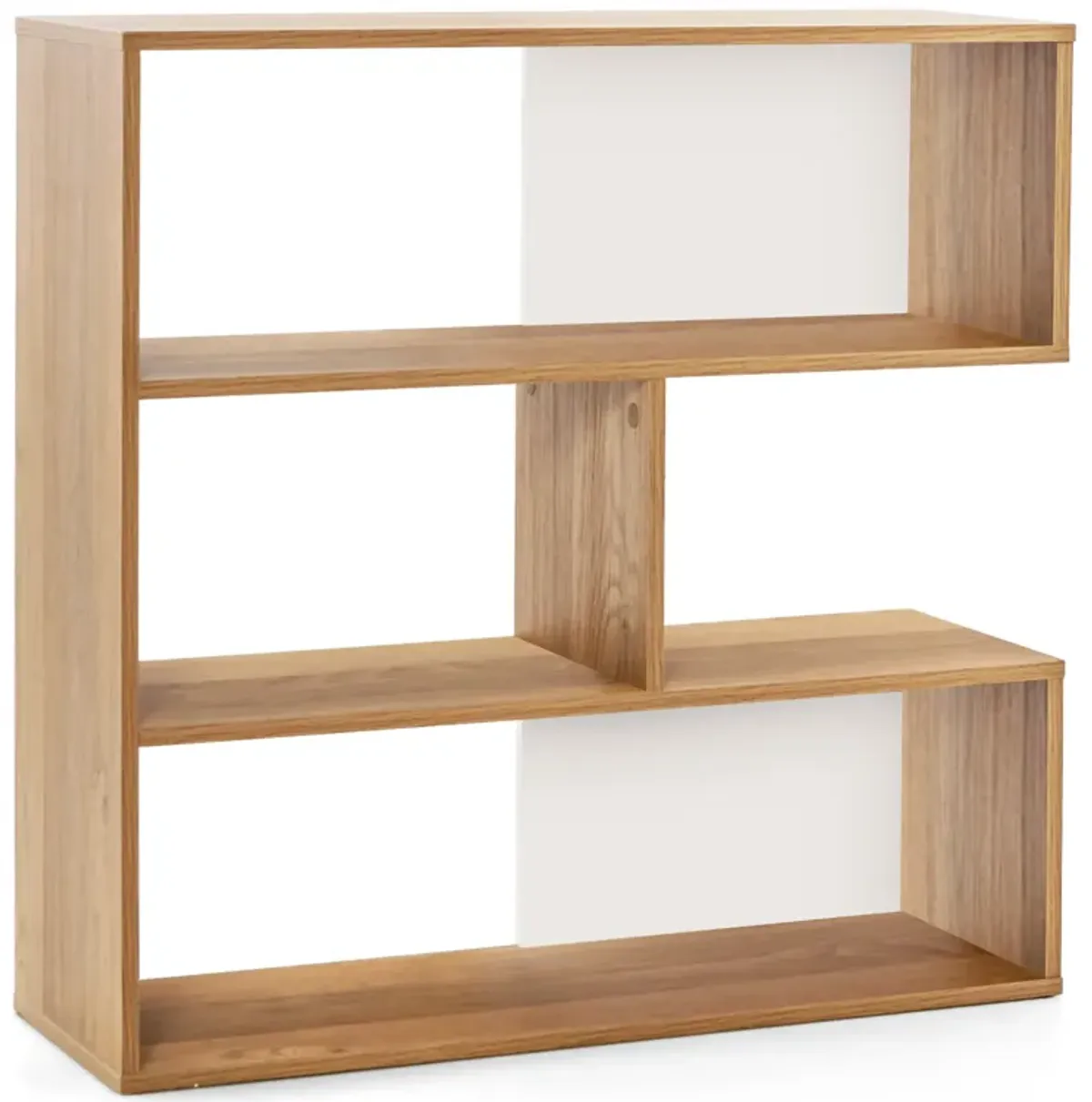 Concave Bookshelf 3-Shelf Open Bookcase with Anti-Toppling Device for Living Room Study Office