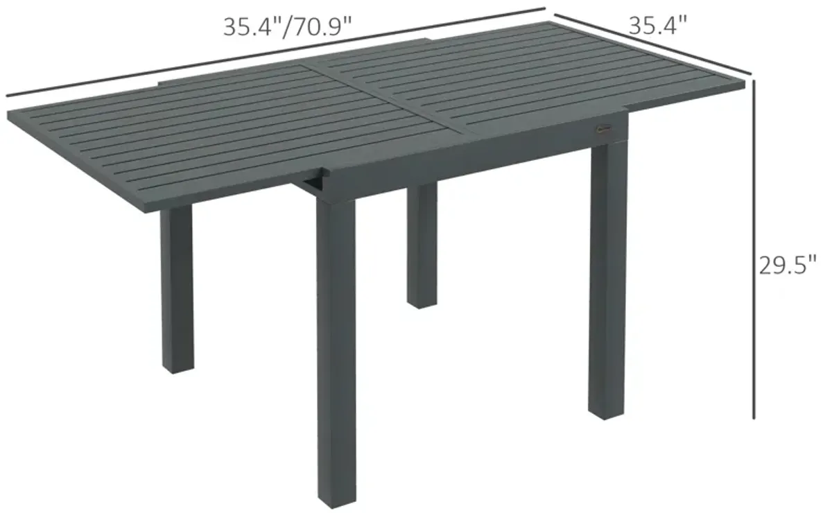 Extendable Patio Dining Table for 4-6 Outdoor Dining Table Gray