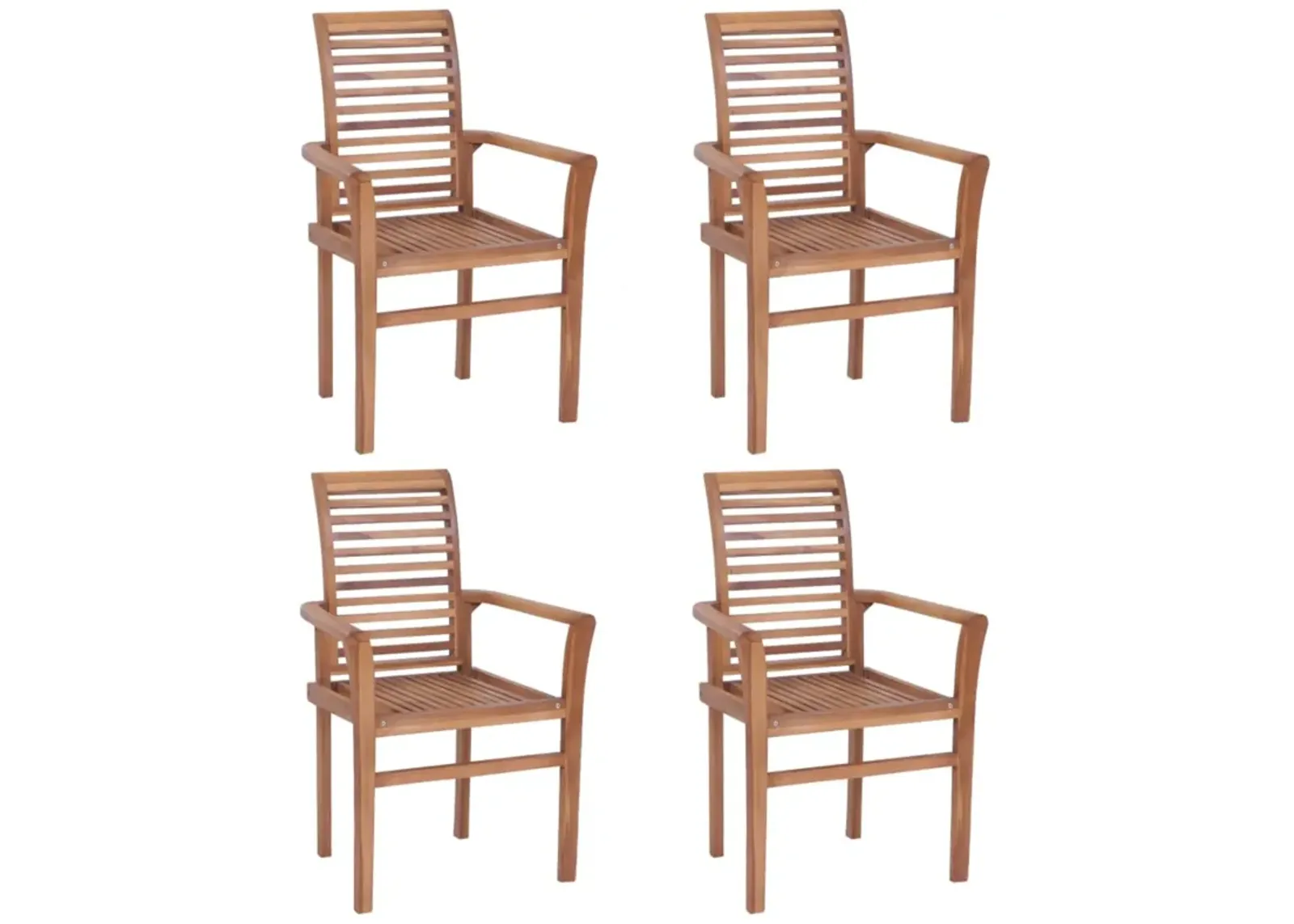 vidaXL Stacking Dining Chairs 4 pcs Solid Teak