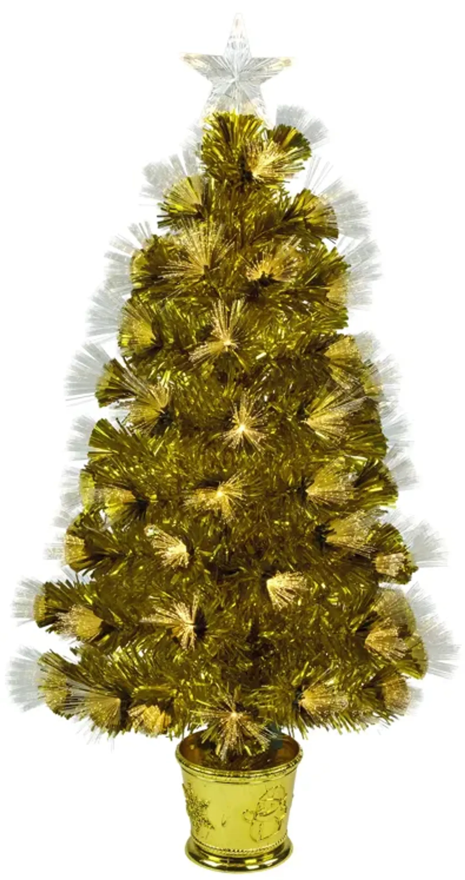 3' Pre-Lit Gold Fiber Optic Artificial Christmas Tree  White Lights